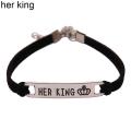 Fashion His Queen Her King Couple Bracelet Matching Bangles Lovers Jewelry Gift. 