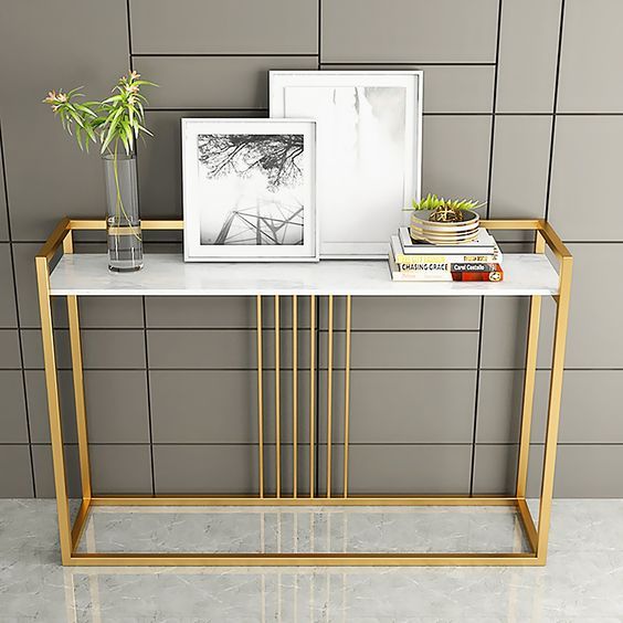 Modern Narrow Console Table Gold Finish | Daraz.pk