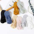 Women's Lace Boat Socks Non-slip Lace Trim Elastic Comfy Thin Socks Transparent Breathable Ankle Non-slip Invisible Liner. 