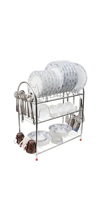 Steel Racks Daraz Heavy Wire plate rack 3 layer stainless steel dish rack kitchen ...