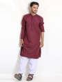 MSK22 Men's Chambray Kameez Shalwar Stitched Suit Maroon. 
