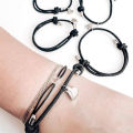4pcs/set Best Friend Bracelet for Women Girl Black Rope Friendship Bracelet Jewelry Gift. 