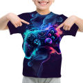 New 2024 Summer Kids Clothes 3D Gamepad Joystick Print Children's Harajuku Clothes Boys Short Sleeve Tops T-Shirt Girls Clothes. 