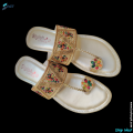 Fancy Casual Kohlapuri Chappal – Chapal Style Kolapuri Flats for Girl – Ladies Fashionable, Stylish, Comfortable and Easy to Walk Khussa Slippers – Party & Wedding Footwear – Handmade Traditional Design for Eid & Daily Wear – White Flats. 