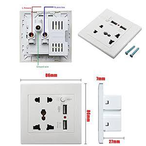 Multi Light Plug Socket With 2 USB Socket Outlet 2.1A 5V Electrical Wall Mounted Power Sockets | USB Port For Mobile Charging and USB Light Bulb