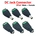 3 Pairs 12V DC Power Connector, Male Female 5.5mm x 2.5mm Barrel Jack Connector for CCTV Security Camera Led Strip Wire Ends Plug. 