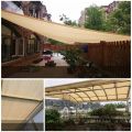 Beige color Sun shade net ,high quality, with hooks on every 3 feet distance on sides and double stitched edge to edge borders with cotton nawar.. 