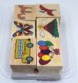 6 PCS THICK WOOD MOUNT RUBBER STAMPS SET. 