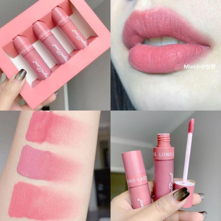 Dragon Ranee 3 Pcs Face Sets Lip Easy Liquid Lip Gloss