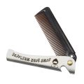1 Pcs Men Folding Pocket Comb Knife Shape PP Teeth Detangling Hair Beard Comb Metal Handle Foldable Combing Facial Mustache Comb. 