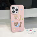 Color Macaron Luxury Skin Feel Leather Case Compatible for IPhone 12 15 13 11 14 16 Pro Max XR 15 14 16 Plus X XS Max 12 11 Pro Cartoon Cute Kitten Love Heart Cat Soft Case. 