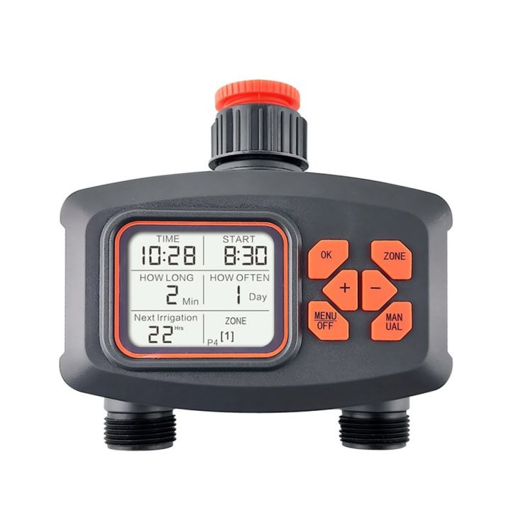 Water Timer for Garden Hose mart prinkler Timer 2 Outlets Large LCD creen Programmable Irrigation Timer for Yard Lawn Automatic/Manual Outdoor Watering Timer