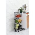 3-Tier Wire Basket Stand - Snack Fruit Vegetable Produce Metal Hanging Storage Bin for Kitchen Pantry - Free-Standing or Stacking Organizer. 