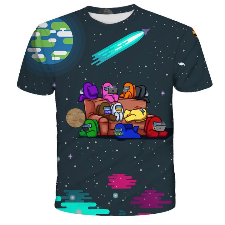 Children Among Us Impostor T Shirt Cartoon Baby Kids Boys Girls Children Cartoon Short Sleeve Summer Clothing Among Us Print Tee