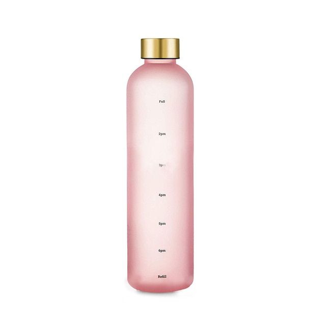 【FUN LIVE】 1L Water Bottles For Girls Frosted Motivational Water Bottle With Time Marker Leakproof Outdoor Fitness Sport Drinking Bottle