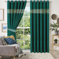 Premium Quality Velvet Front Border Curtains Pack of 2 (Size 8*4.5 feets). 