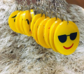 The Pack Of 6 Emojis Keychains Colors Phone Emoji Keychain Little Yellow Smile Heart Round Plastic Car Keyring Children's Bag .. 