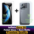 Infinix Zero 20 Tempered Glass Screen Protector + Back Protector Soft Skin Sheet Matte Style For Infinix Zero 20. 