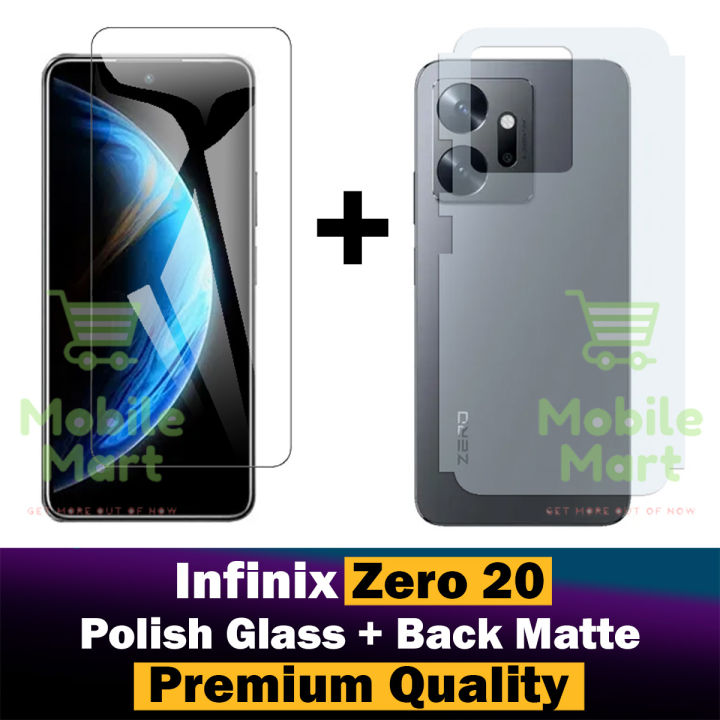 Infinix Zero 20 Tempered Glass Screen Protector + Back Protector Soft Skin Sheet Matte Style For Infinix Zero 20