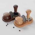 Station Espresso Puck Screen Tamping Distribution Wooden Mat Stand Coffee Presser. 