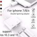 2-in-1 Lightning Splitter Adapter for iPhone 7+ – Audio and Charging, No B. 