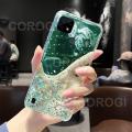 For Realme C21Y Cover Fashion Shiny Glitter Starry Space Girls Slim Phone Case Clear Green Soft TPU Silicone Bumper Shockproof Protective Back Cover. 