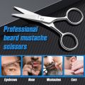 Professional Men's Barber Tool for Small Mustache, Beard Scissor, Stainless Steel Beard Trimming Scissor For Hair Care Grooming Tool, Professional Scissors Hair Cutting Scissor - Small Travel Facial Hair Scissor for Eyebrows, Nose, Moustache, Beard. 