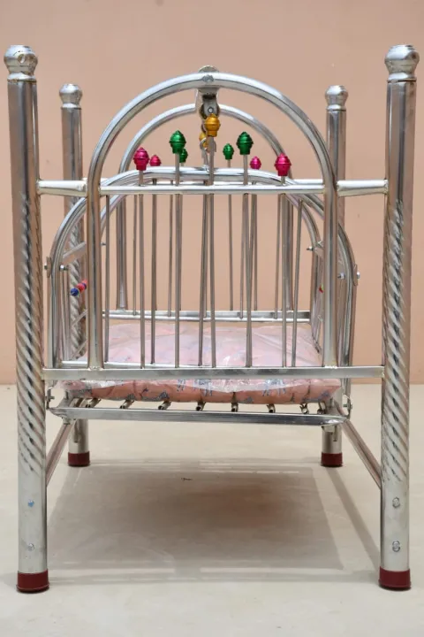 Royal%20Style%20-%20Born%20Baby%20Silver%20Chrome%20Baby%20Swinging%20Cradle%20with%20Soft%20Mattress%20Bed%20-%20Image%205