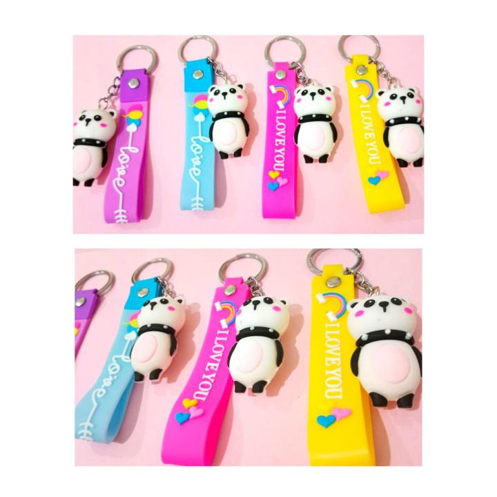 Panda Key chain With Bracelet Key chain For girls and boys  Key Chain Fancy & Fantasy PVC Animal Keychain Women Girls Bag Pendant Figure Charm Keyring