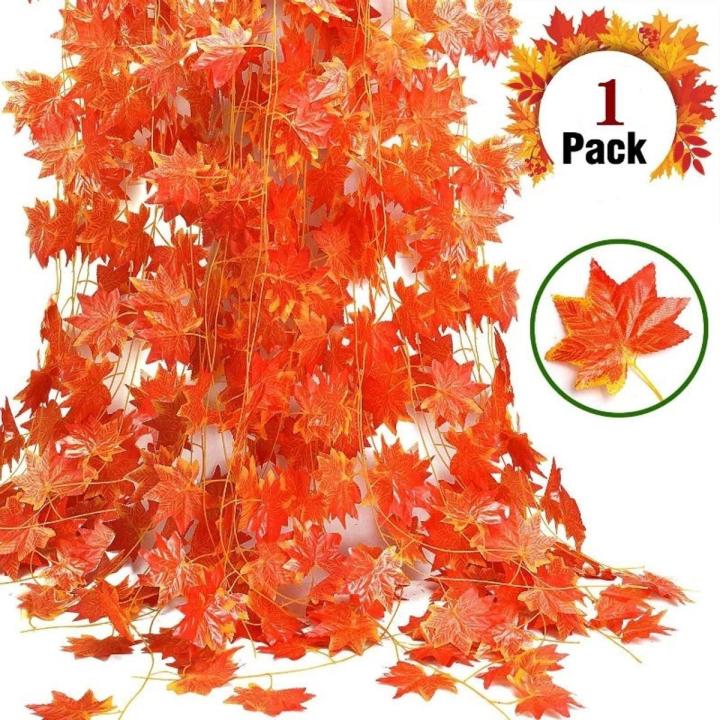 2.4m Artificial Maple Leaf String Autumn Home Decoration Leaves Garland Artificial Maple Leaves Vine Home Garden Decorations