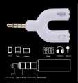 Microphone and Headphone Connector/Splitter/Divider – U shape 3.5mm 4 pin male Aux to mic and headset 3.5mm female Jack audio Splitter/Divider – Black. 