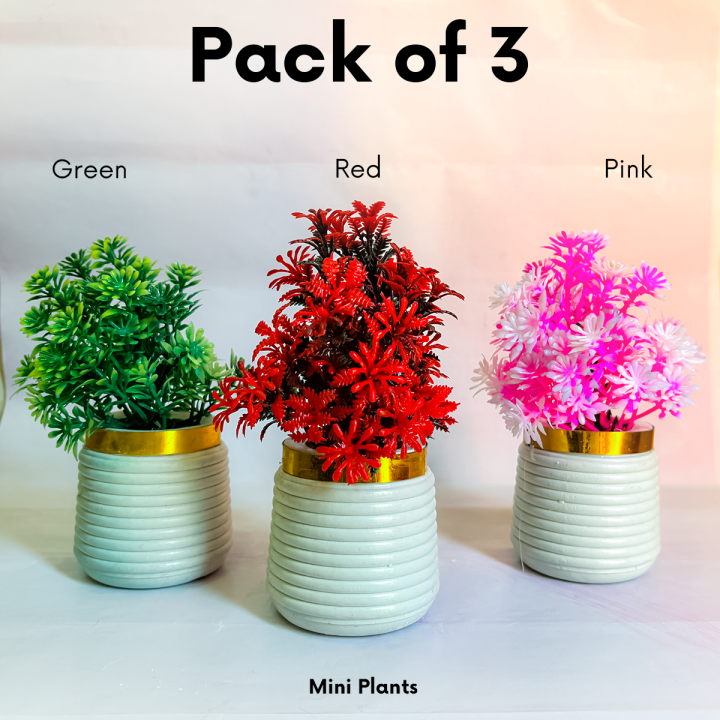 Pack of 3 Artificial Mini Plant Decoration Set – Elegant Home & Office Décor