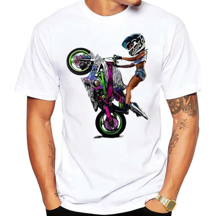 Girl Moto Race fashion riding T shirt new summer Men short sleeve cycle classic T-shirt hip hop boy casual tops Funny White Tees