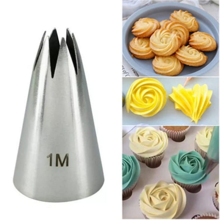 1M Stainless Steel Nozzle Open Star Tip Pastry Cookies Tools Icing Piping Nozzles Cake Decorating Cupcake Creates Drop Flower #1M