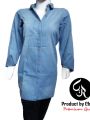 Cherish : Blue Denim casual Dress Women top perfect Style long top Jeans women denim shirts Dress Fashion Button Bustier Party. 