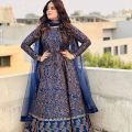 Allover printed fancy maxi 3 pieces latest design stitched dress for girls. 