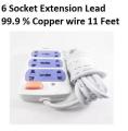 High Quality 6 Sockets Extension Lead / Socket For Heavy Load - 99.9% Copper Wire. 