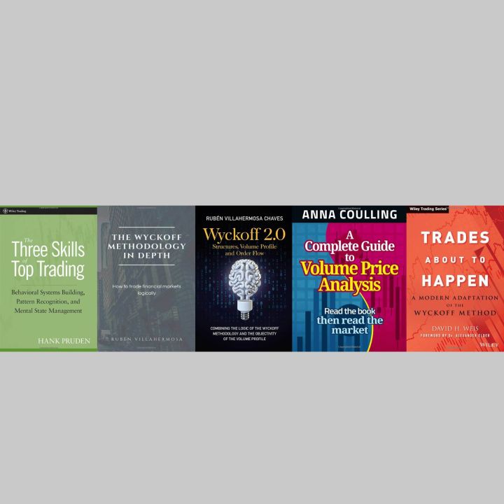 Combo Books Set  To Learn the Wyckoff Method 1,The Three Skills of Top Trading 2,Trades About to Happen 3,The Wyckoff Methodology in Depth 4,Wyckoff 2.0 5,A Complete Guide To Volume Price Analysis  (online Urdubazar)