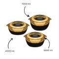 Premium Quality Elegant Design Black Gold Food Warmer Hot Pot, High Quality Insulated Material Keeps Food Fresh and warm upto 6 Hours, Available in 3 Different Sizes - Black Gold. 
