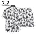 Men Shirt Shorts Set Men's Summer Hawaiian Shirt Shorts Set with Coconut Tree Print Casual Outfit for Style Lovers Shirt Elastic Waist Shorts Set. 