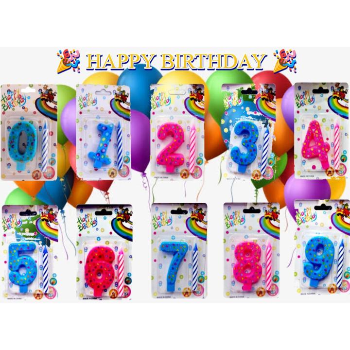Birthday Candles 0-9 - Cake Candles 0 1 2 3 4 5 6 7 8 9 - Birthday Cake And Cupcake Toppers - 1st Birthday