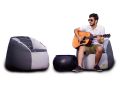 Relaxsit Sports Chair Fabric Bean Bag  Set: 2 Bean Bags Chairs with a Table: – Office and Living Room Seating Solution - Living Room Furniture Beanbag: bean bag for adults; bean bag sofa. 