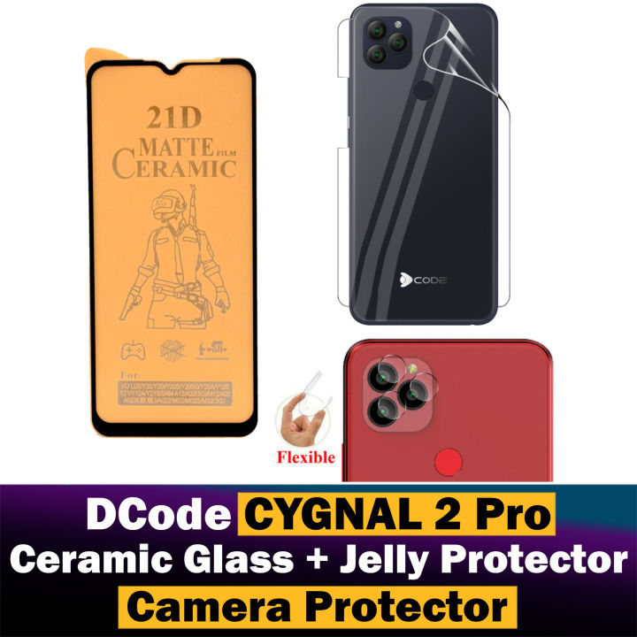 Dcode Cygnal 2 Pro Matte Glass Protector Ceramic Glass + Back Protector Transparent Hydrogel Soft Film jell Protection + Back Rear Camera Protector 9H Gorilla Flexible Protection For Dcode Cygnal 2 Pro