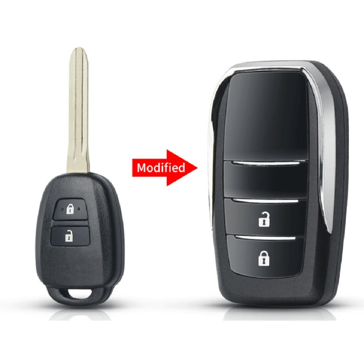FOR TOYOTA VITS / BELTA 2 BUTTON MODIFIED FLIP KEY SHELL CASE WITH UNCUTT KEY BLADE ORINGNAL BRASS BEST QUALITY LUXURY DESIGN