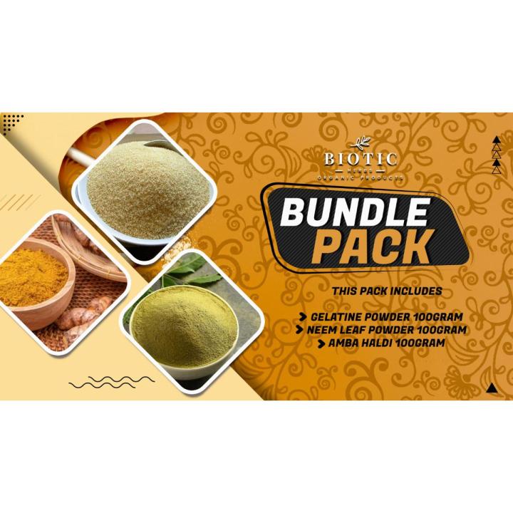 Bundle of 3 - Gelatine Powder 100gram - Neem Leaf Powder 100Grams ...