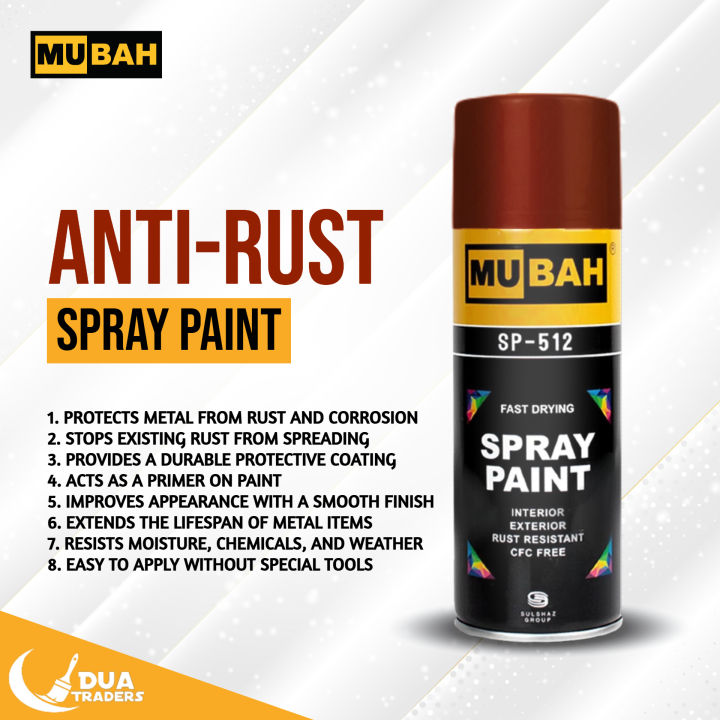 MUBAH Anti Rust Spray Paint 400ml, Red Primer, Rust Converter Paint