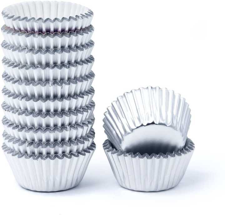 Aluminum Foil Baking Case, Set of 180   162  108 , Disposable Muffin Cupcake Cups, Mini Baking Cups, Small Muffin Mould, Gold Mini Cupcake Liners & Silver Baking Cups