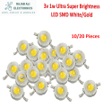 20 Pieces 1 Watt High Power Ultra Super Brightness LED lamp Bulb Diodes SMD Color White/Warm. 