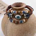 【HOT】 Evil Eye Bracelets For Men Women Vintage Leather Rope Cool Adjustable Layered Bracelet Charm Turkey Jewelry Halloween Cosplay. 