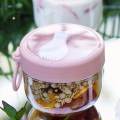 Overnight Jar Portable with Lid Spoon Yogurt Bowl for Travel white. 